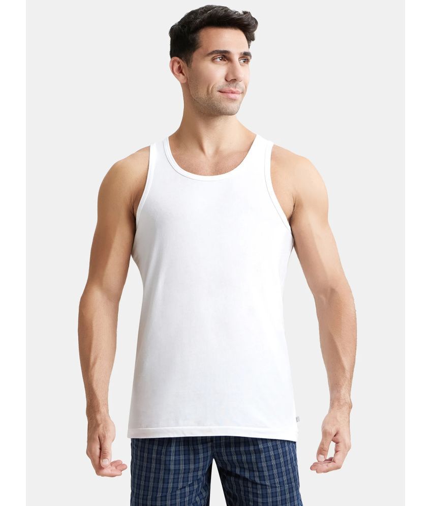     			Jockey 8820 Men Super Combed Cotton Round Neck Sleeveless Vest - White (Pack of 3)