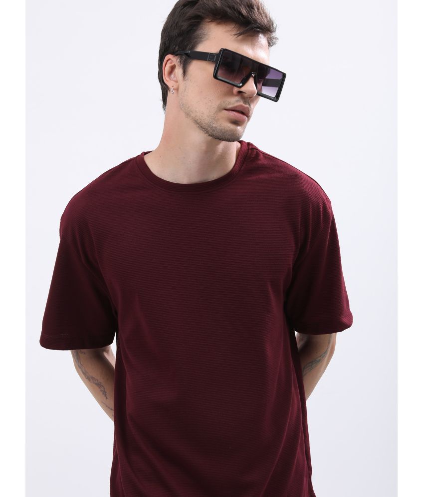     			Ketch Polyester Oversized Fit Printed Half Sleeves Men's T-Shirt - Maroon ( Pack of 1 )