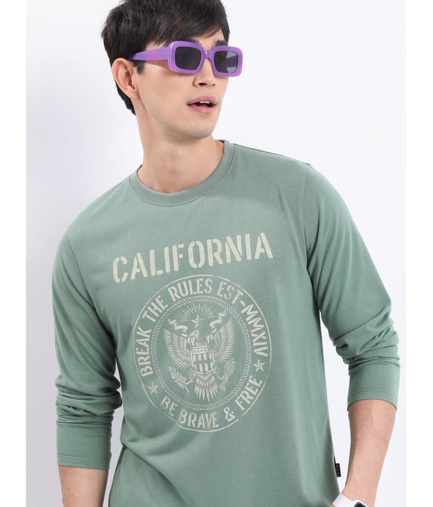     			Ketch Polyester Relaxed Fit Printed Full Sleeves Men's T-Shirt - Green ( Pack of 1 )