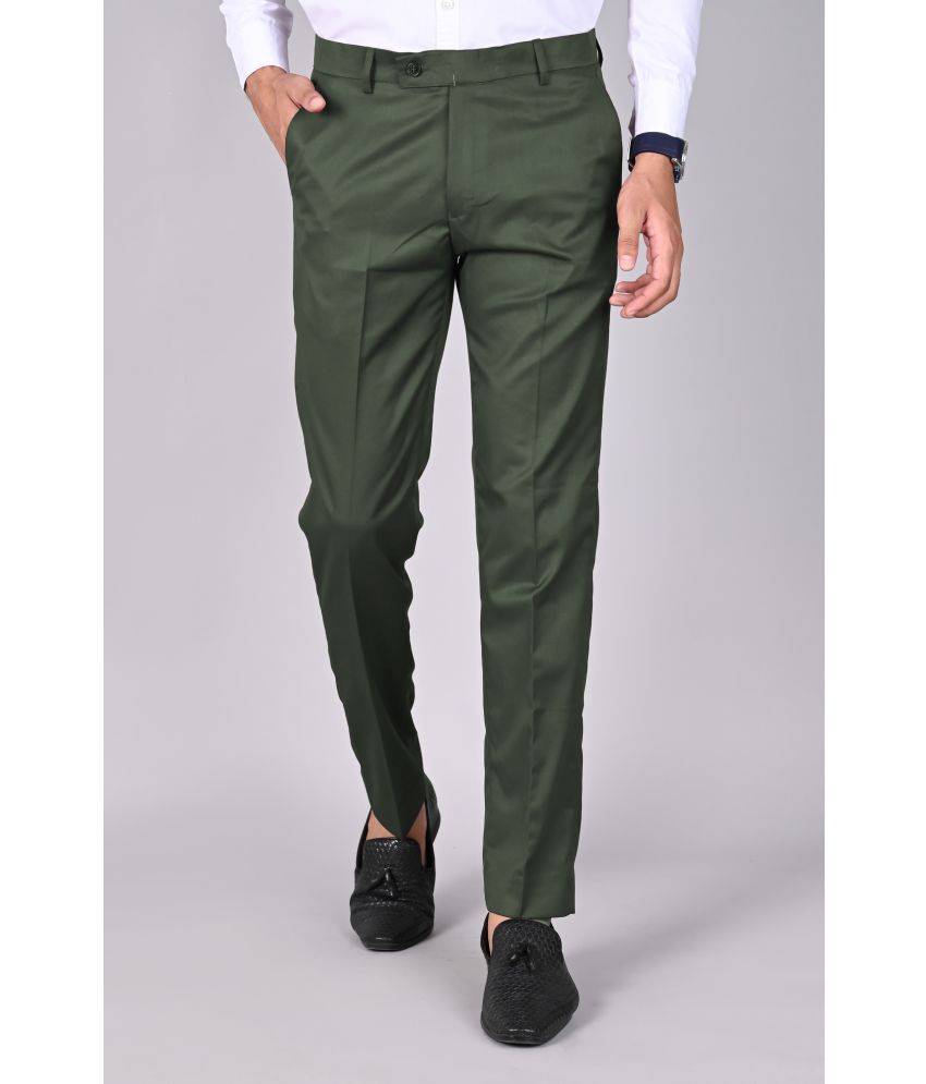     			MANCREW Regular Flat Men's Formal Trouser - Dark Green ( Pack of 1 )