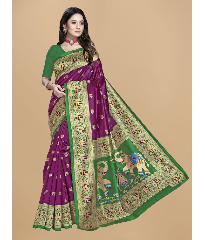     			Rekha Maniyar Silk Printed Saree With Blouse Piece - Maroon ( Pack of 1 )