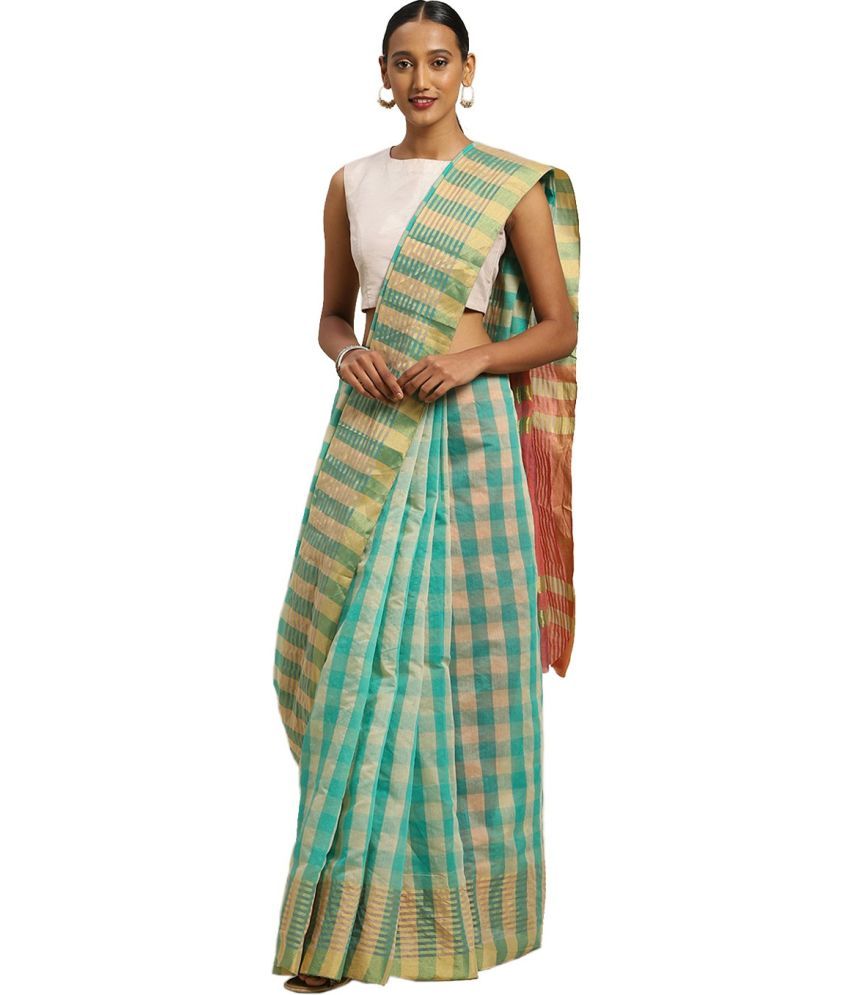     			Saadhvi Cotton Silk Applique Saree Without Blouse Piece - Green ( Pack of 1 )