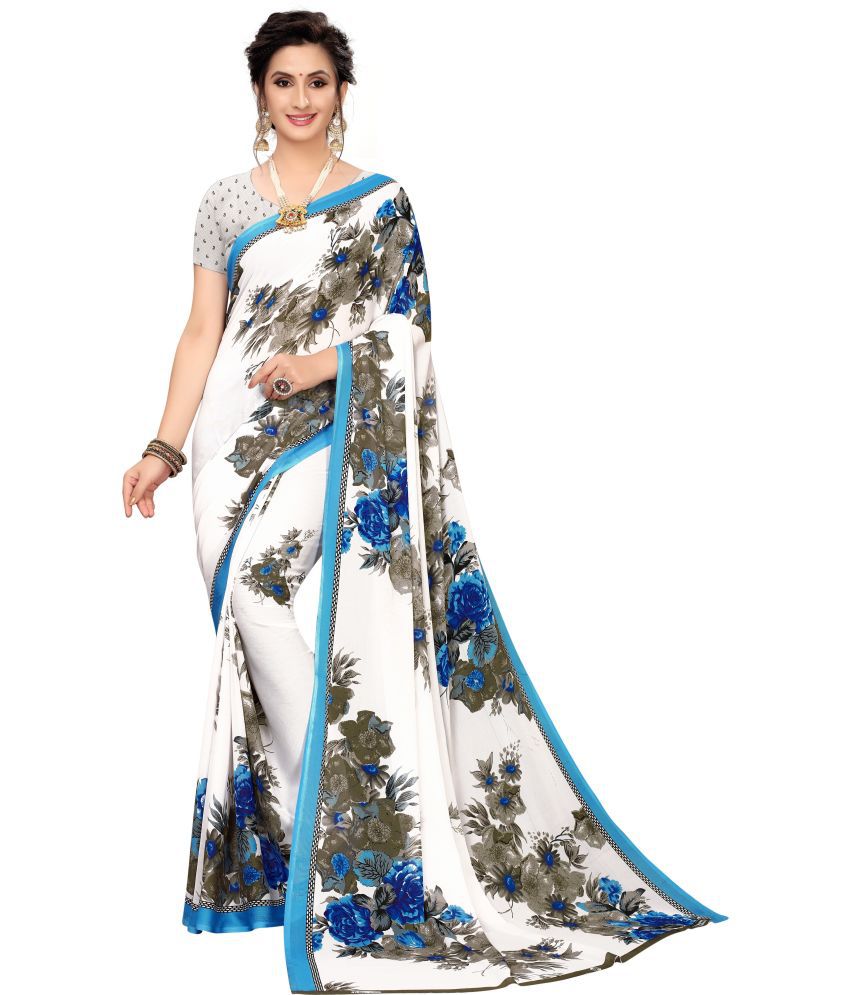     			Saadhvi Cotton Silk Applique Saree Without Blouse Piece - Blue ( Pack of 1 )