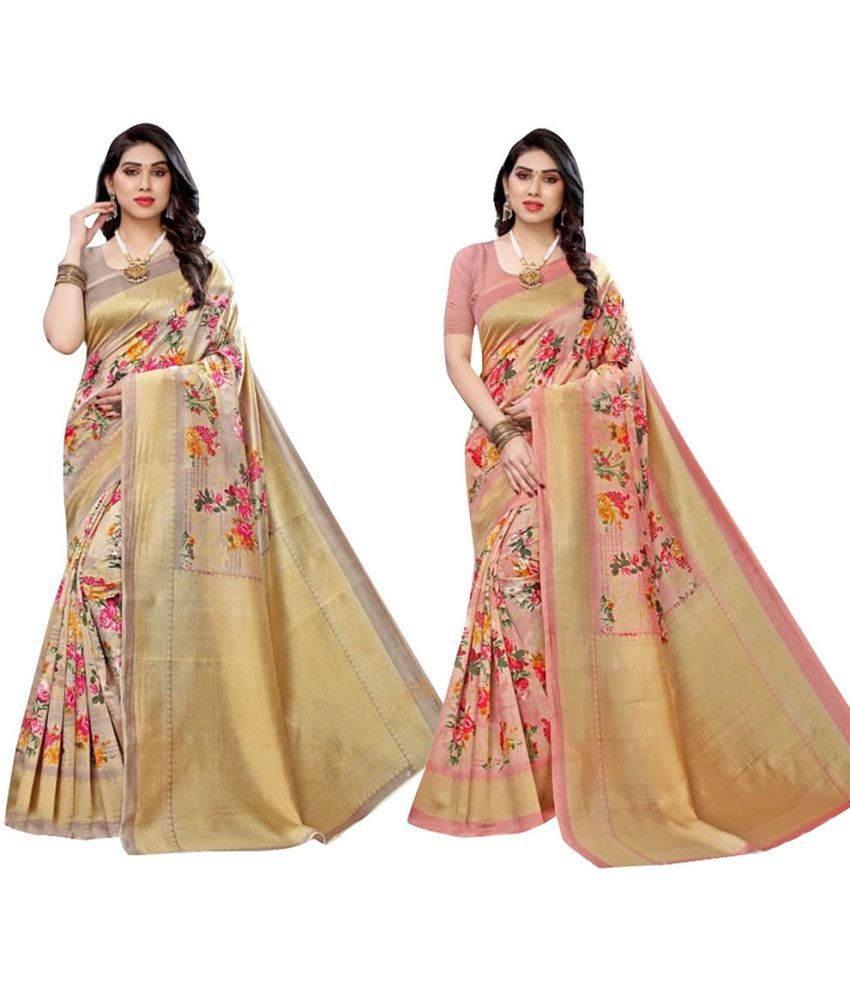     			Saadhvi Cotton Silk Applique Saree Without Blouse Piece - Multicolour ( Pack of 1 )