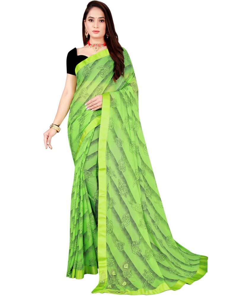     			Saadhvi Cotton Silk Applique Saree Without Blouse Piece - Green ( Pack of 1 )