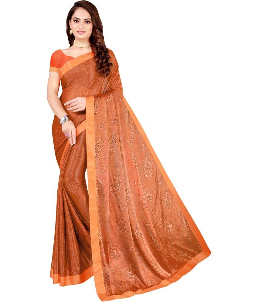     			Saadhvi Cotton Silk Applique Saree Without Blouse Piece - Orange ( Pack of 1 )