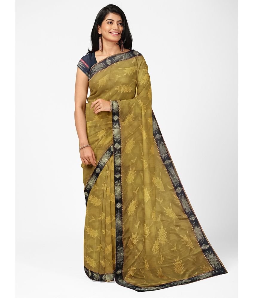     			Saadhvi Cotton Silk Applique Saree Without Blouse Piece - Brown ( Pack of 1 )