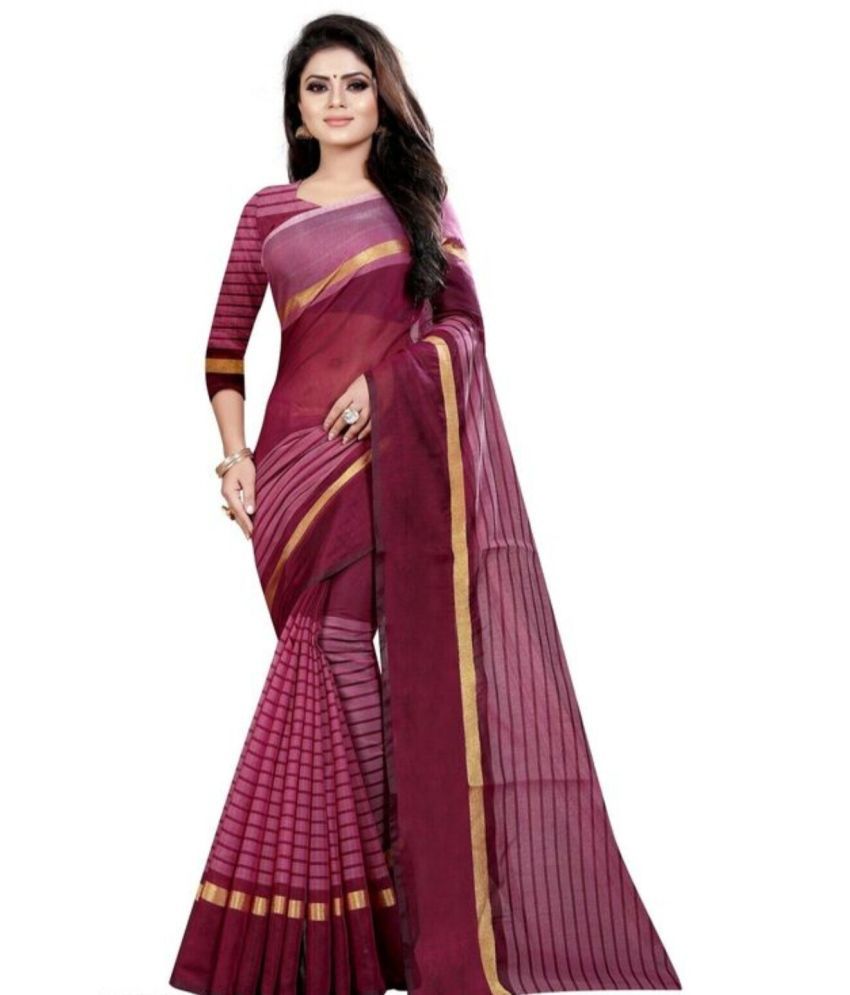     			Saadhvi Cotton Silk Applique Saree Without Blouse Piece - Maroon ( Pack of 1 )