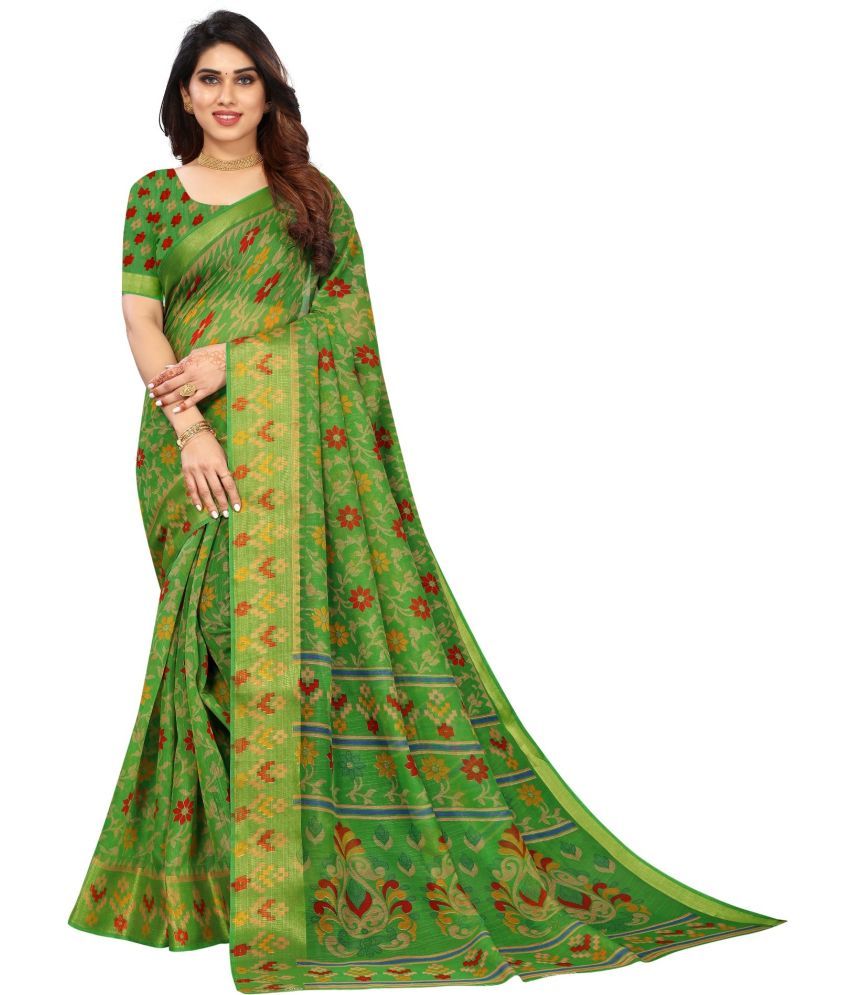     			Saadhvi Cotton Silk Applique Saree Without Blouse Piece - Green ( Pack of 1 )