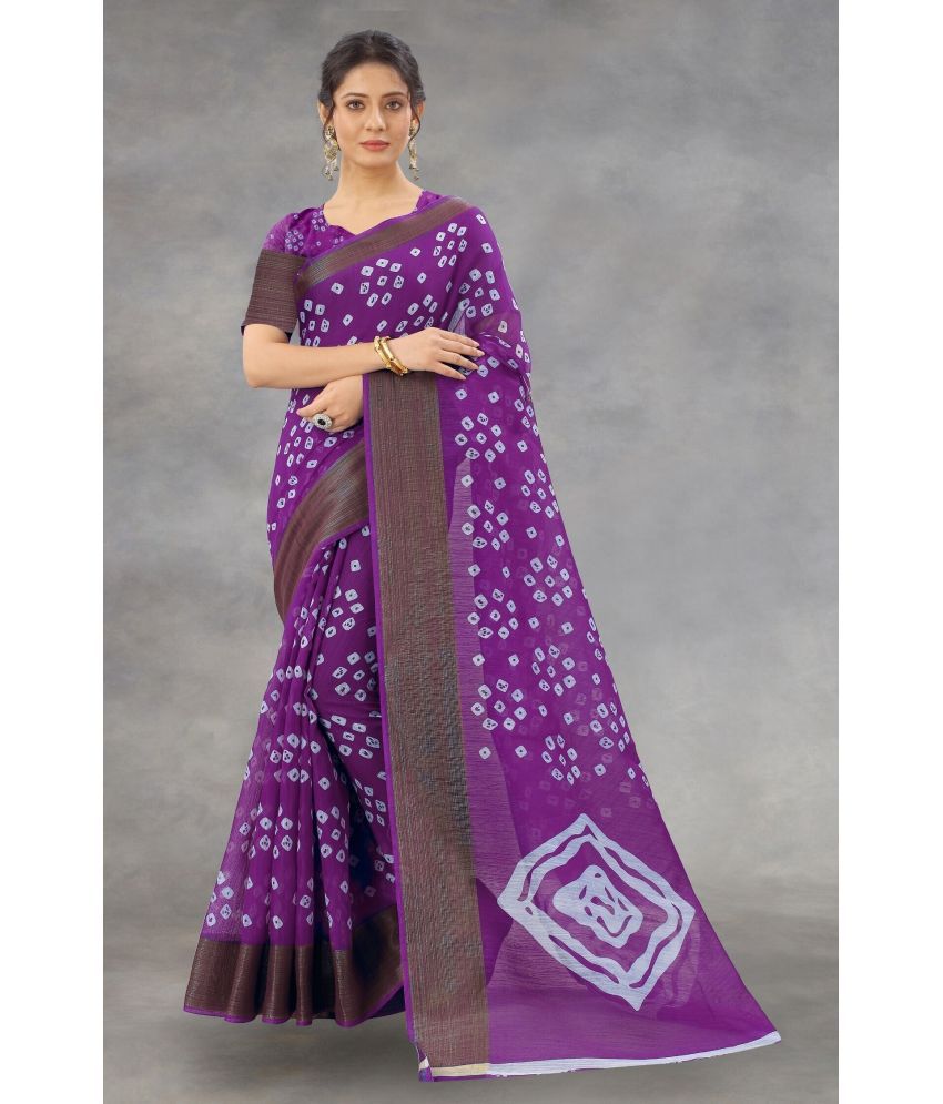     			Saadhvi Cotton Silk Applique Saree Without Blouse Piece - Purple ( Pack of 1 )