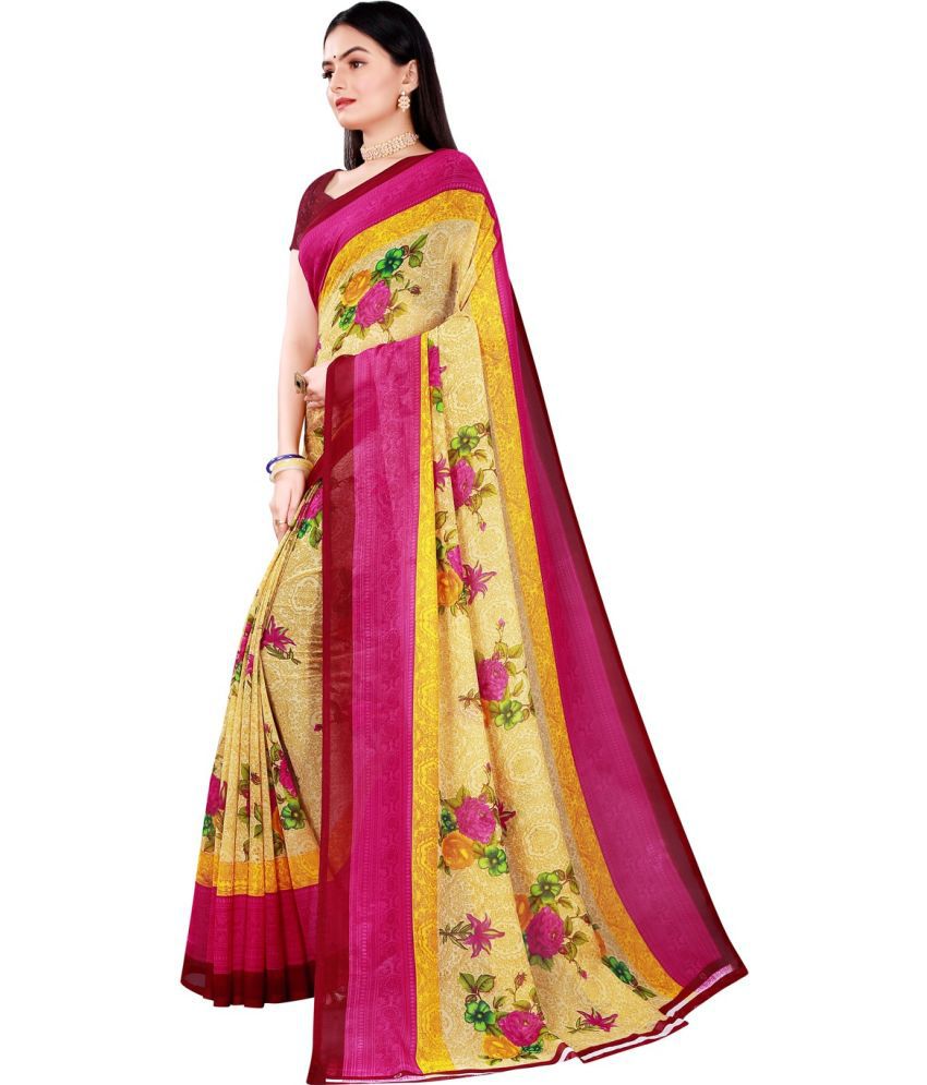     			Saadhvi Cotton Silk Colorblock Saree With Blouse Piece - Pink ( Pack of 1 )
