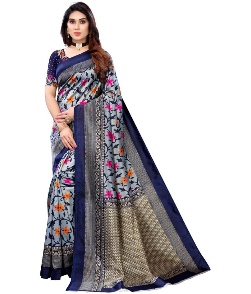     			Saadhvi Cotton Silk Colorblock Saree With Blouse Piece - Grey ( Pack of 1 )