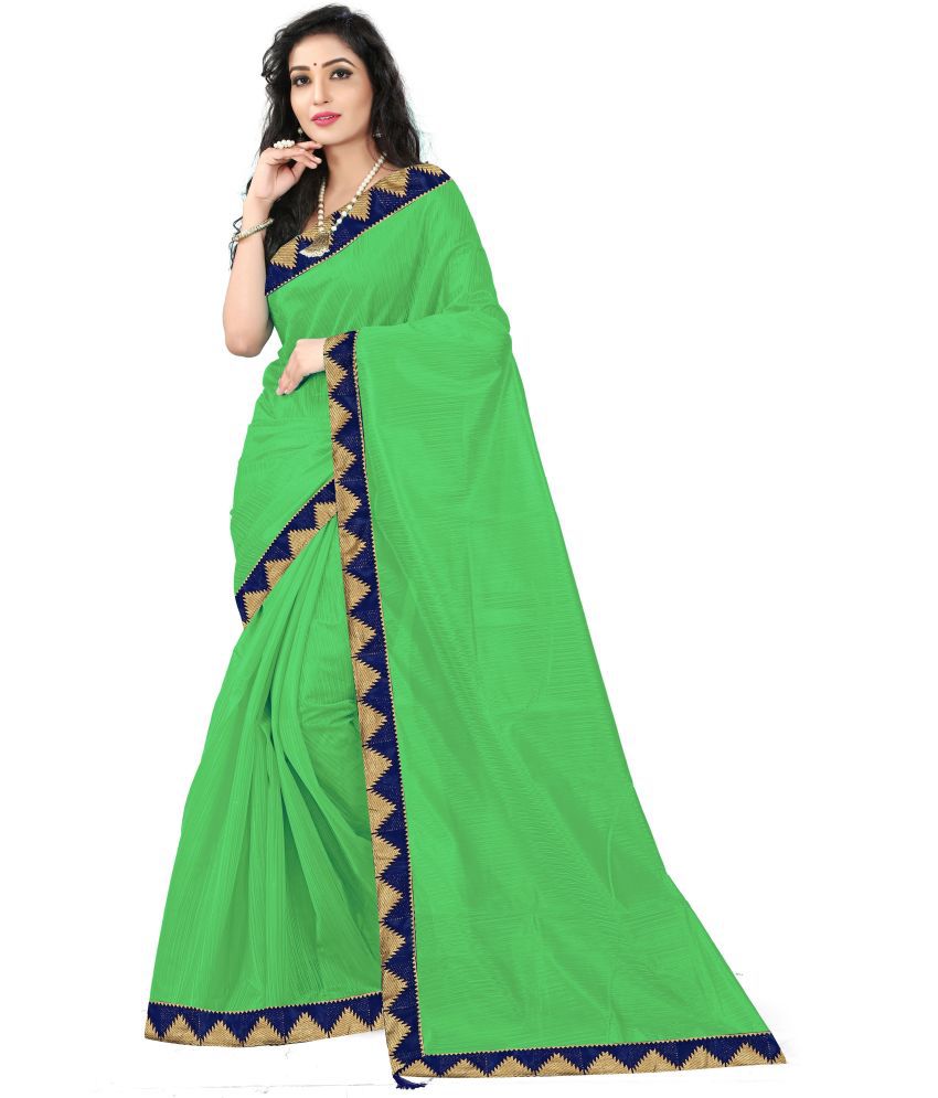     			Saadhvi Cotton Silk Colorblock Saree With Blouse Piece - Light Green ( Pack of 1 )