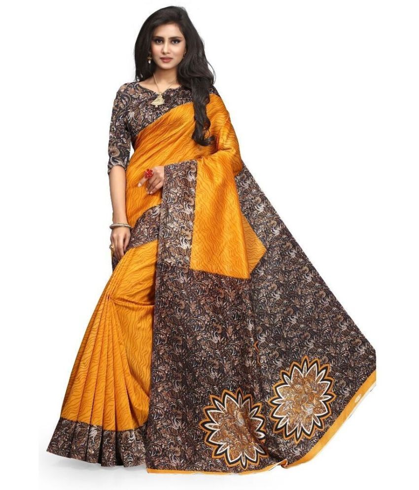     			Saadhvi Cotton Silk Embellished Saree Without Blouse Piece - Yellow ( Pack of 1 )