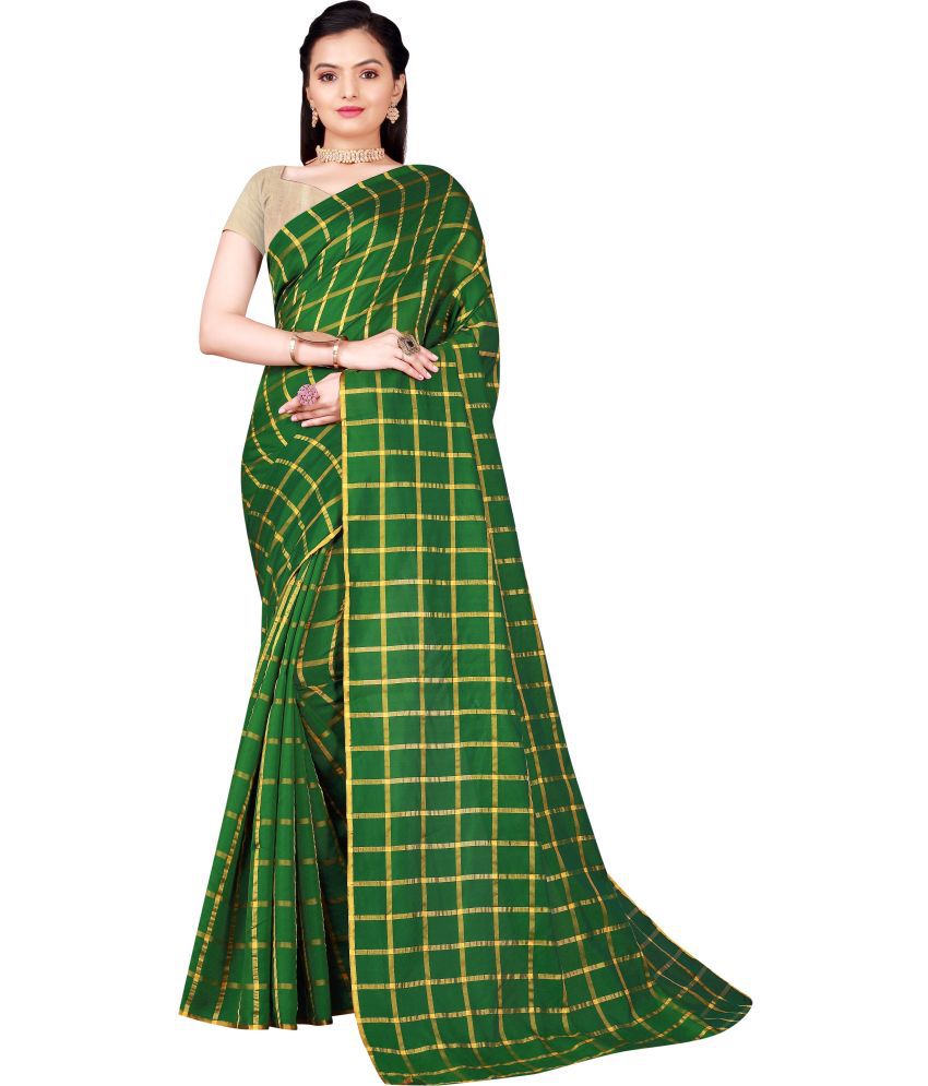     			Saadhvi Cotton Silk Embellished Saree With Blouse Piece - Green ( Pack of 1 )