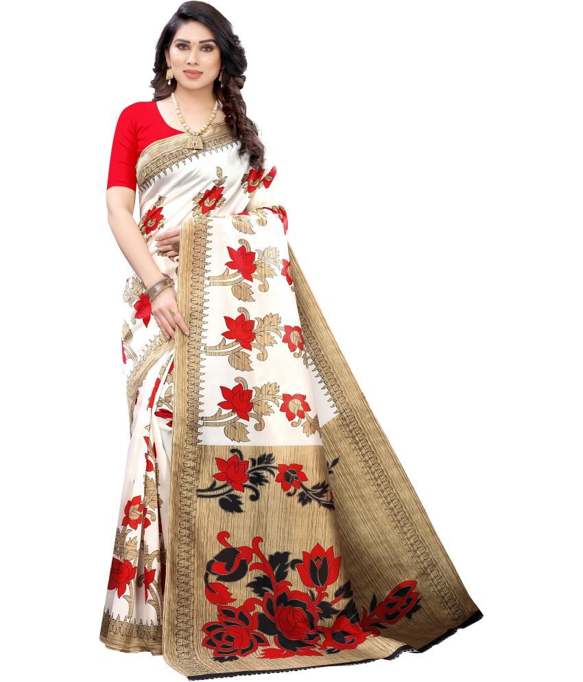     			Saadhvi Cotton Silk Embellished Saree Without Blouse Piece - Red ( Pack of 1 )