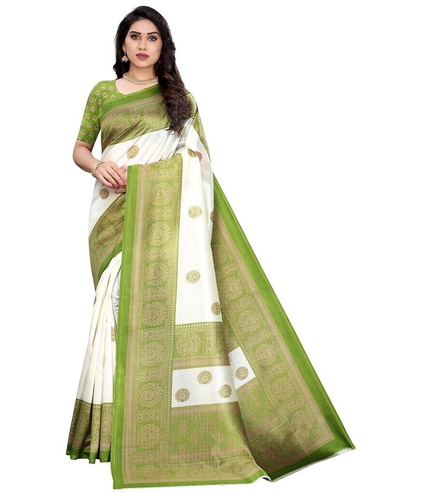     			Saadhvi Cotton Silk Printed Saree With Blouse Piece - Green ( Pack of 1 )