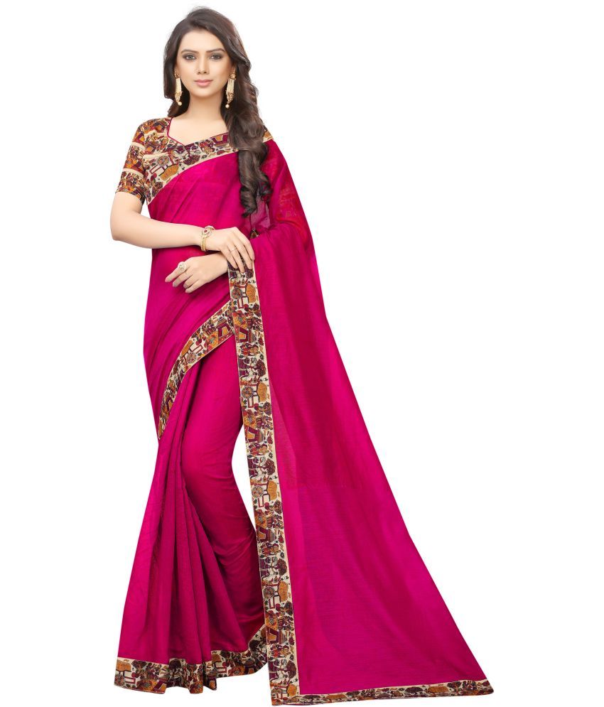     			Saadhvi Cotton Silk Printed Saree Without Blouse Piece - Pink ( Pack of 1 )