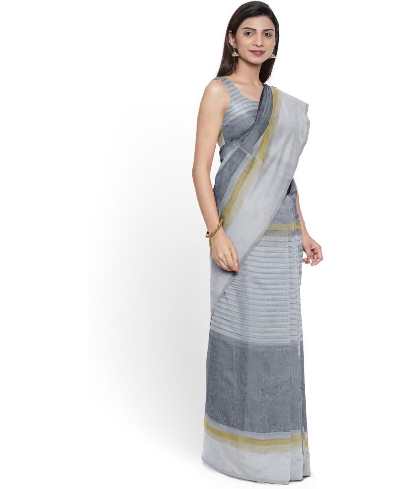     			Saadhvi Cotton Silk Printed Saree Without Blouse Piece - Grey ( Pack of 1 )