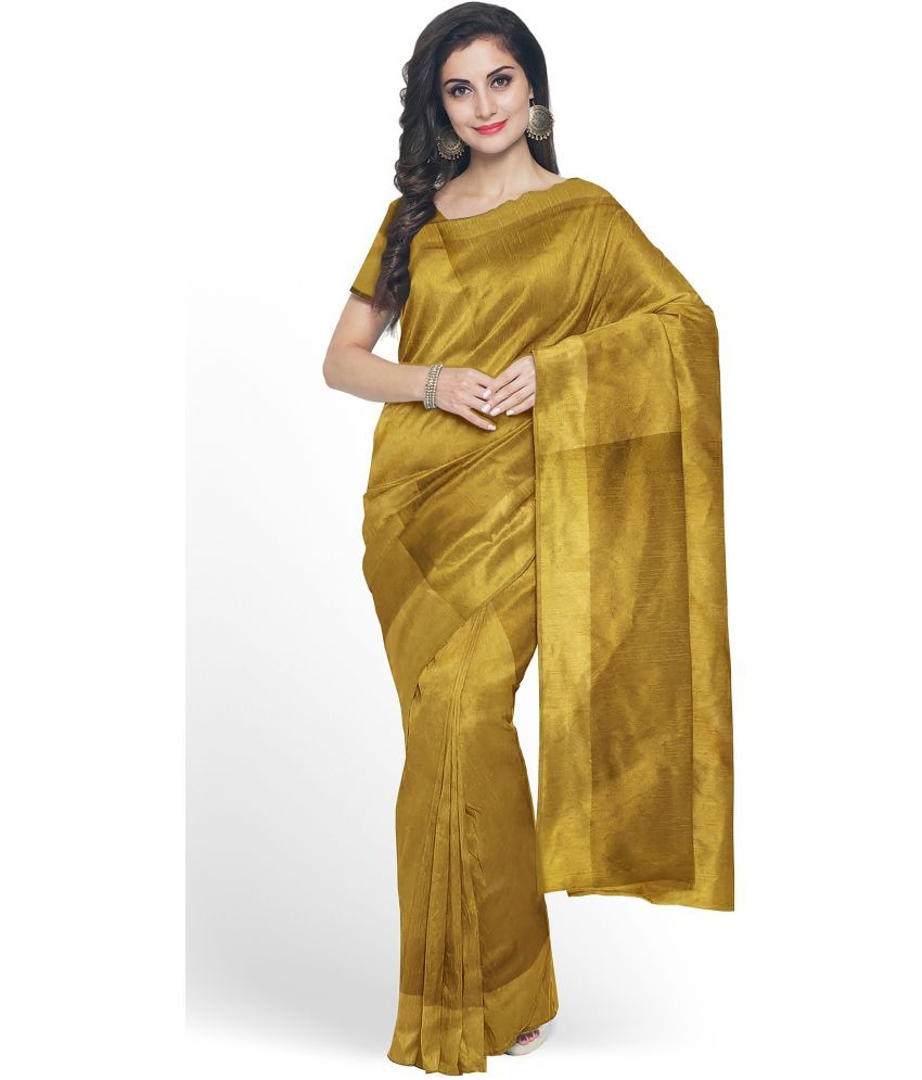     			Saadhvi Cotton Silk Printed Saree Without Blouse Piece - Gold ( Pack of 1 )