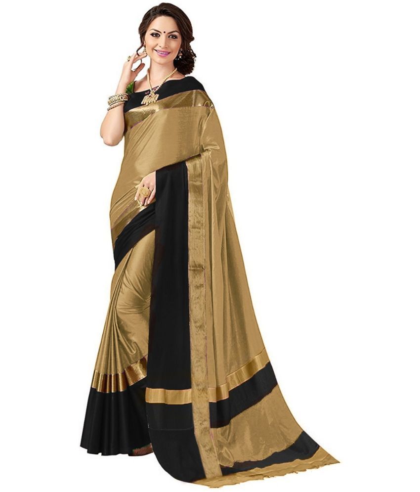     			Saadhvi Cotton Silk Self Design Saree Without Blouse Piece - Beige ( Pack of 1 )