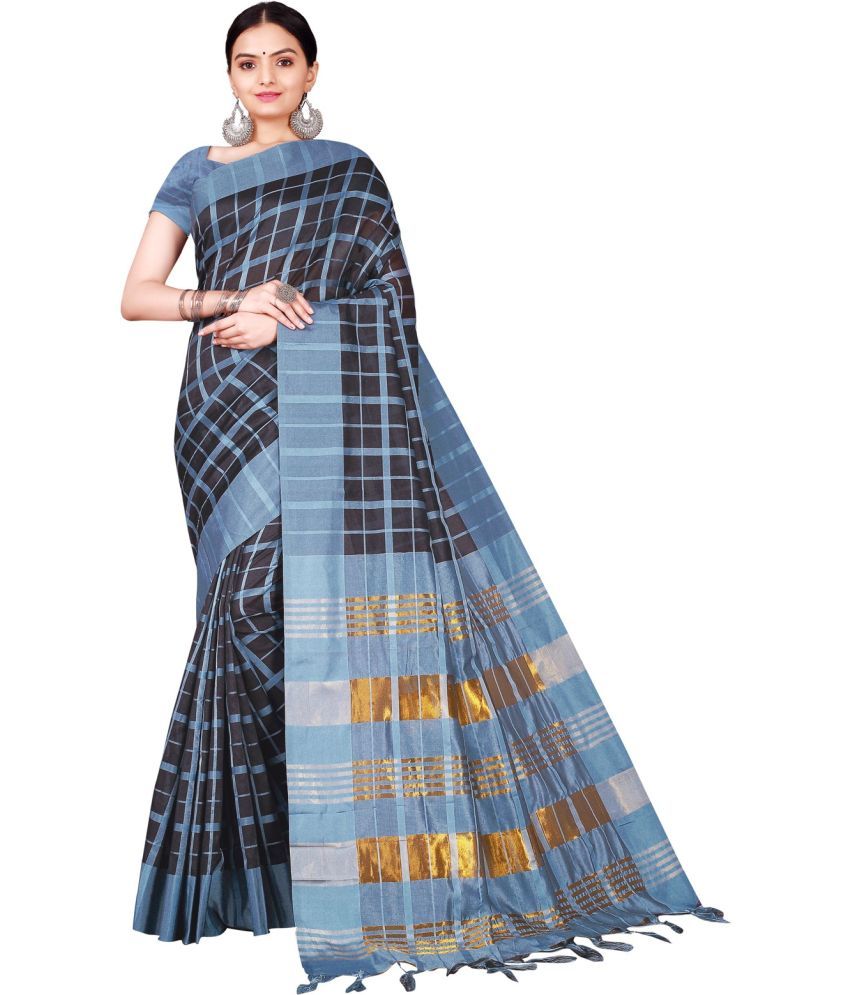     			Saadhvi Cotton Silk Self Design Saree Without Blouse Piece - Multicolor ( Pack of 1 )