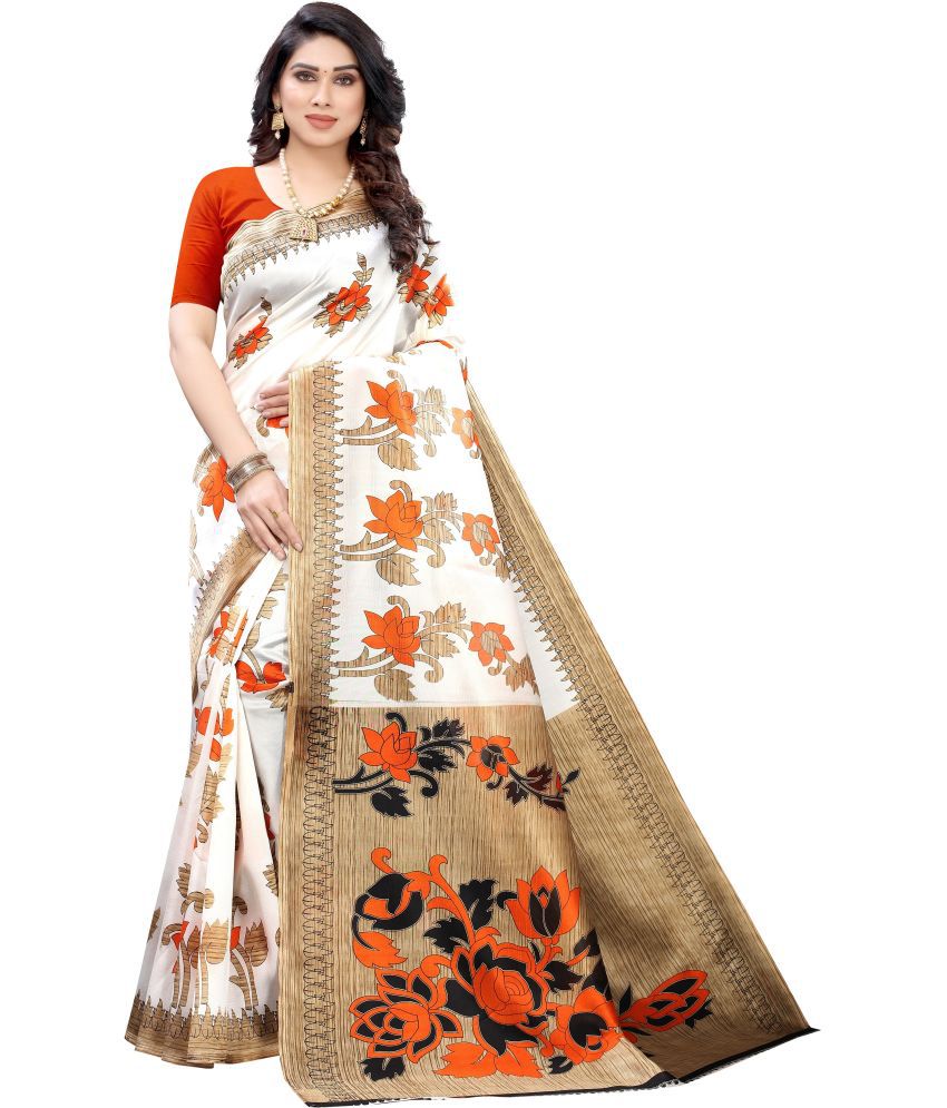     			Saadhvi Cotton Silk Solid Saree Without Blouse Piece - Orange ( Pack of 1 )