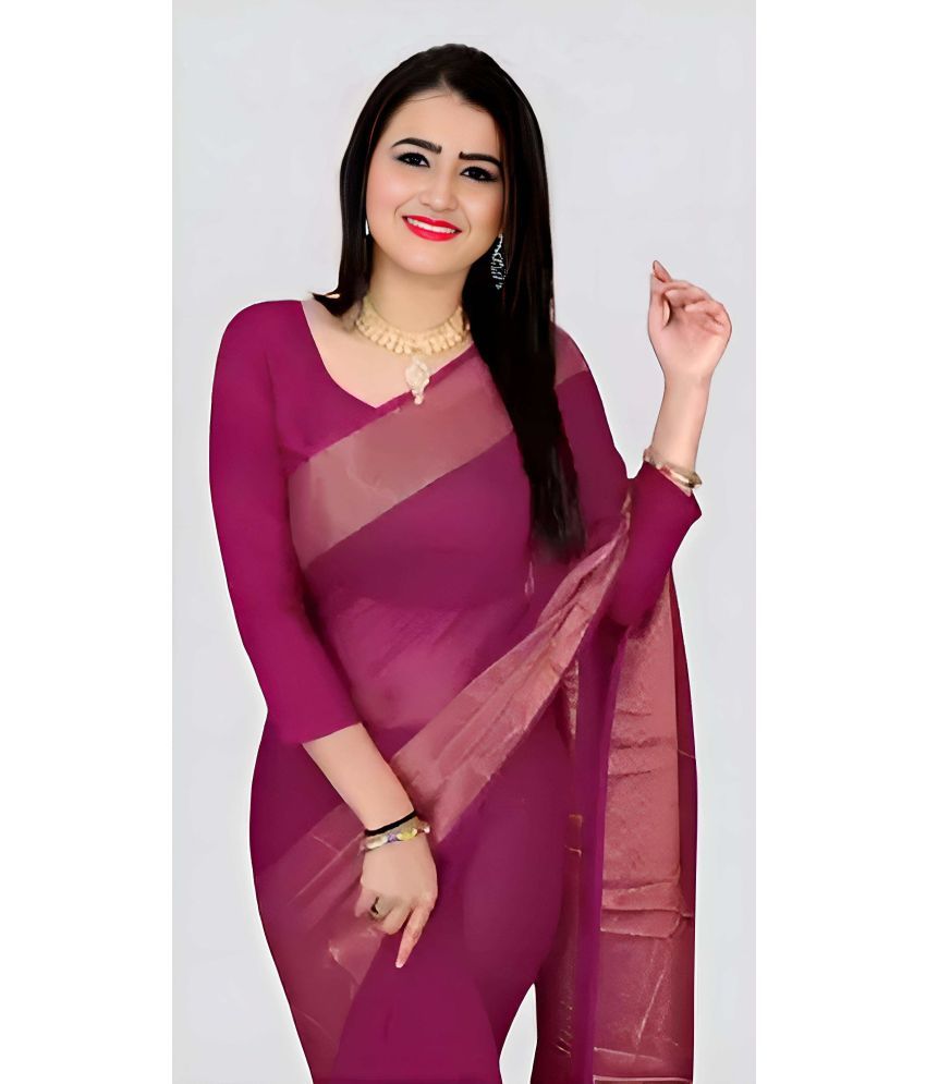     			Saadhvi Cotton Silk Solid Saree Without Blouse Piece - Rani ( Pack of 1 )