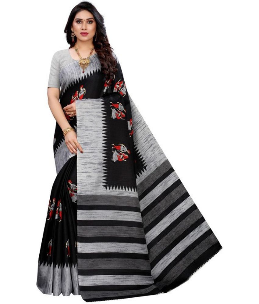     			Saadhvi Cotton Silk Woven Saree Without Blouse Piece - Black ( Pack of 1 )