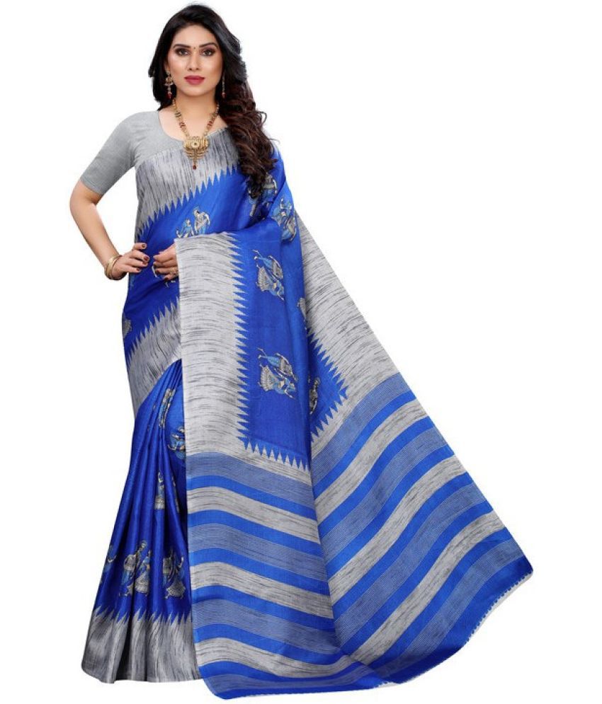     			Saadhvi Cotton Silk Woven Saree Without Blouse Piece - Light Blue ( Pack of 1 )