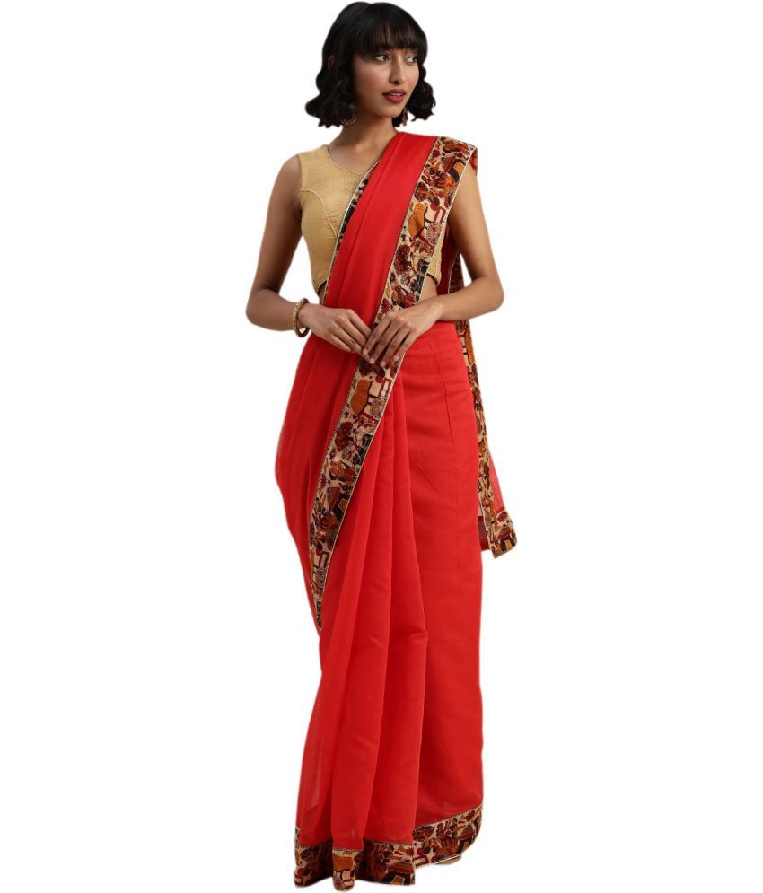     			Saadhvi Cotton Silk Woven Saree Without Blouse Piece - Maroon ( Pack of 1 )