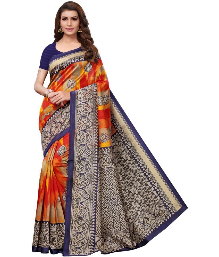     			Saadhvi Cotton Silk Woven Saree Without Blouse Piece - Orange ( Pack of 1 )