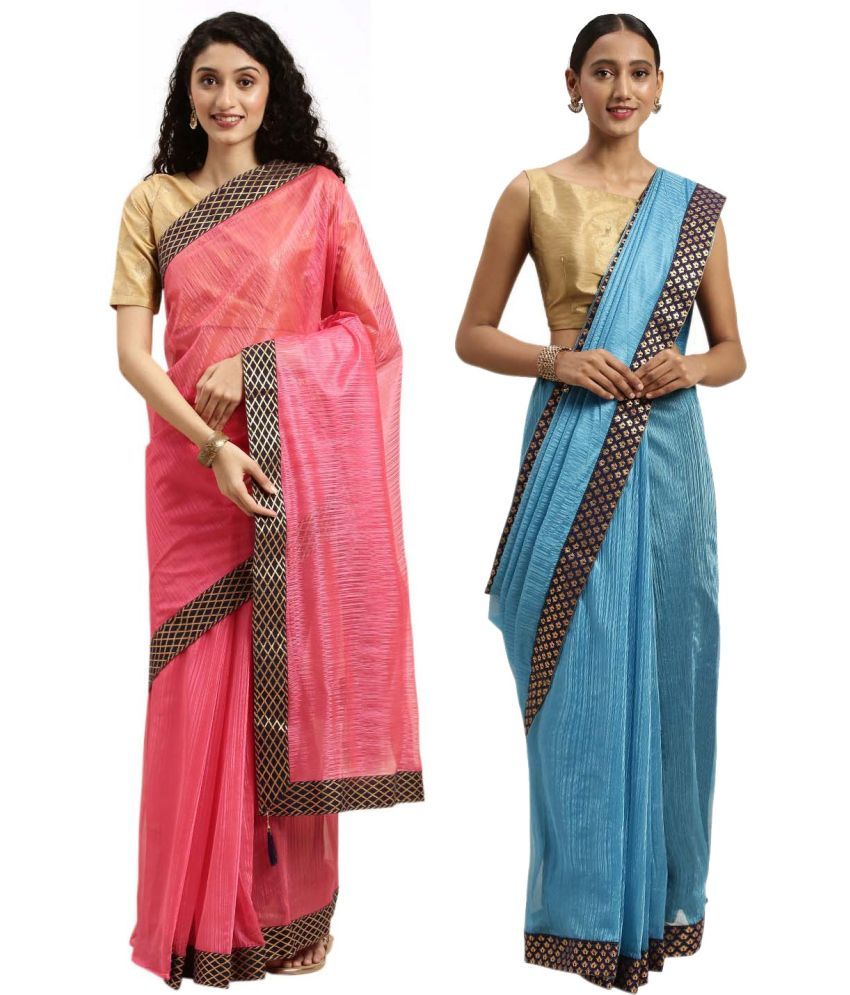     			Saadhvi Cotton Silk Woven Saree Without Blouse Piece - Blue ( Pack of 1 )