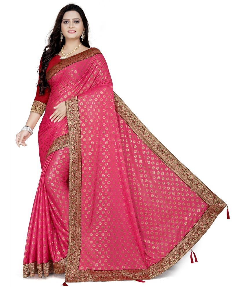     			Saadhvi Cotton Silk Woven Saree Without Blouse Piece - Pink ( Pack of 1 )