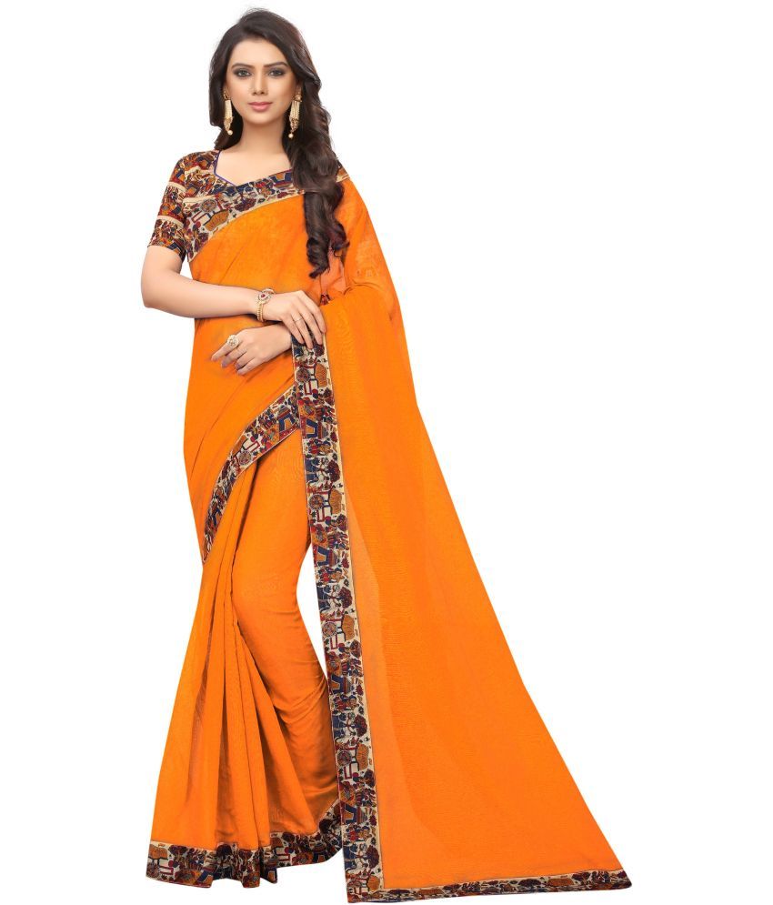     			Saadhvi Cotton Silk Woven Saree Without Blouse Piece - Orange ( Pack of 1 )