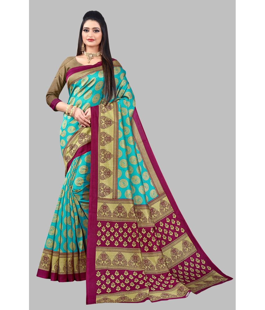     			Saadhvi Cotton Silk Woven Saree With Blouse Piece - Turquoise ( Pack of 1 )