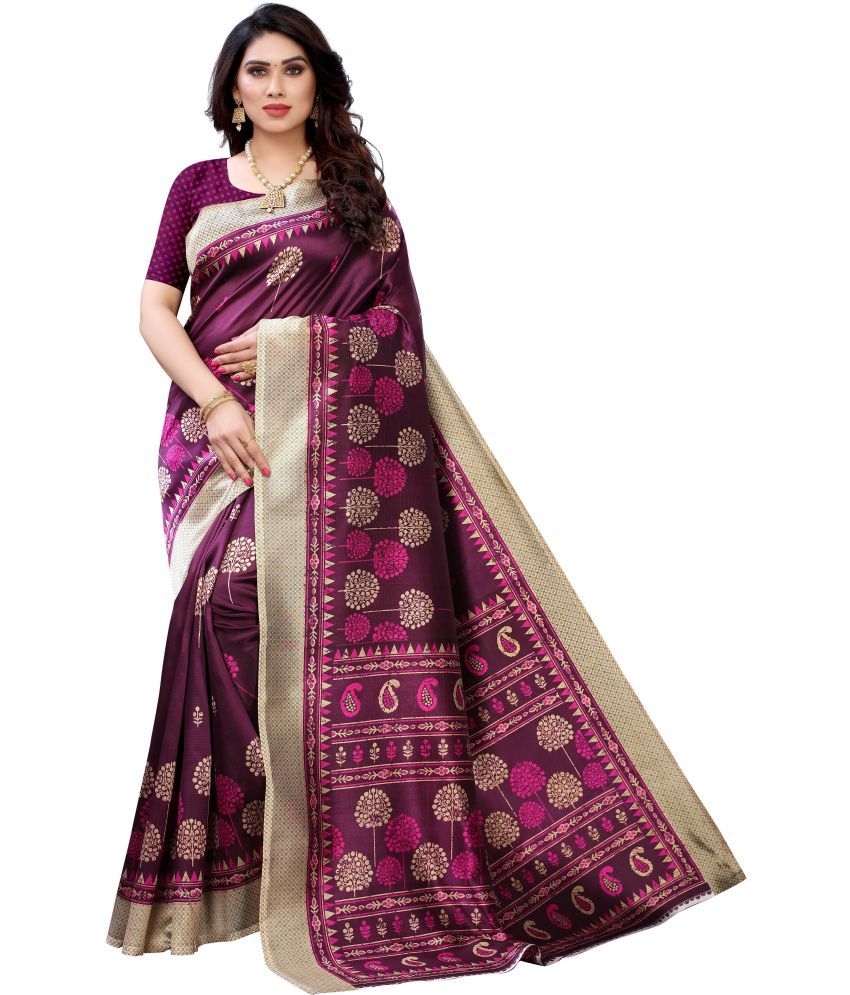     			Saadhvi Cotton Silk Woven Saree Without Blouse Piece - Purple ( Pack of 1 )