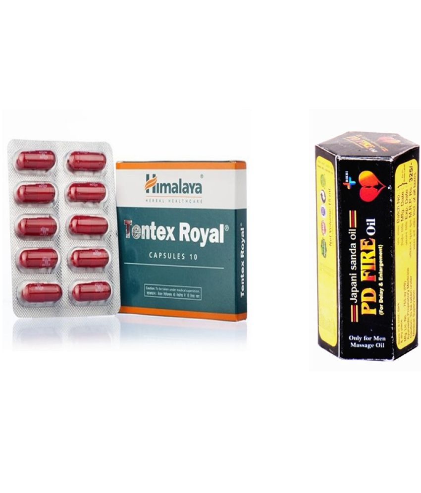     			Syan Deals Himalaya Tentex Royal Capsule 10 no.s & Pd Fire Japani Sanda oil 15ml Combo pack