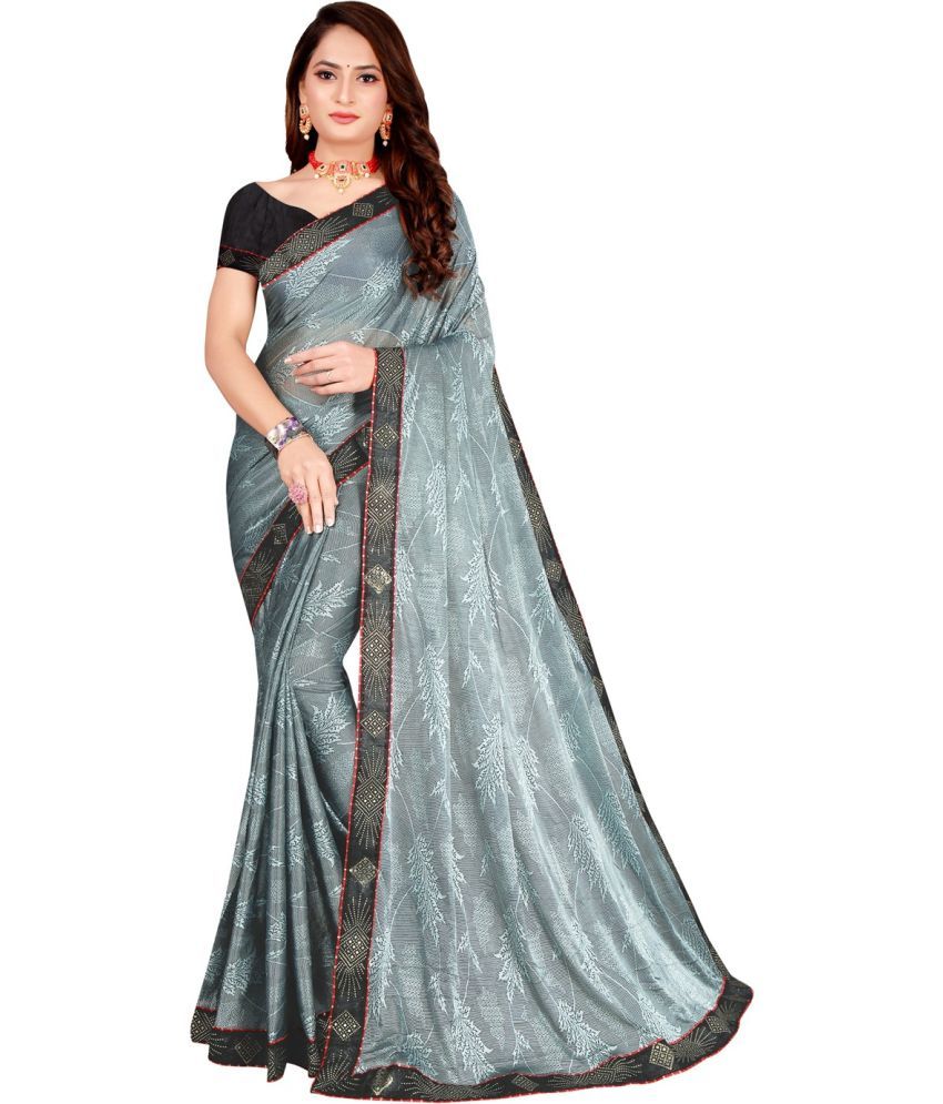     			Vkaran Cotton Silk Applique Saree Without Blouse Piece - Grey ( Pack of 1 )