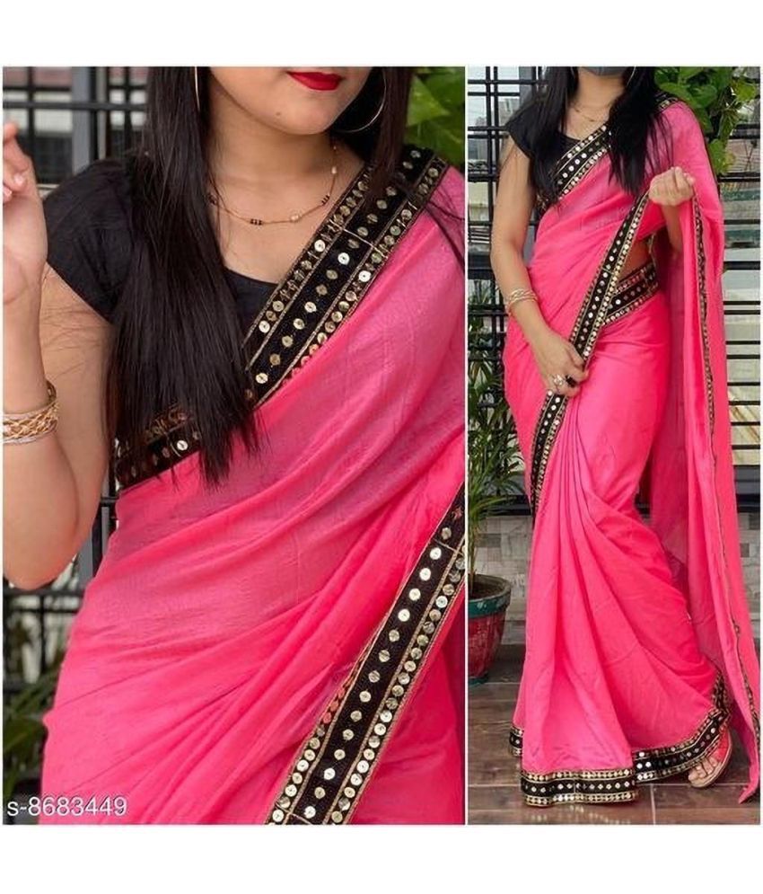     			Vkaran Cotton Silk Solid Saree Without Blouse Piece - Pink ( Pack of 1 )