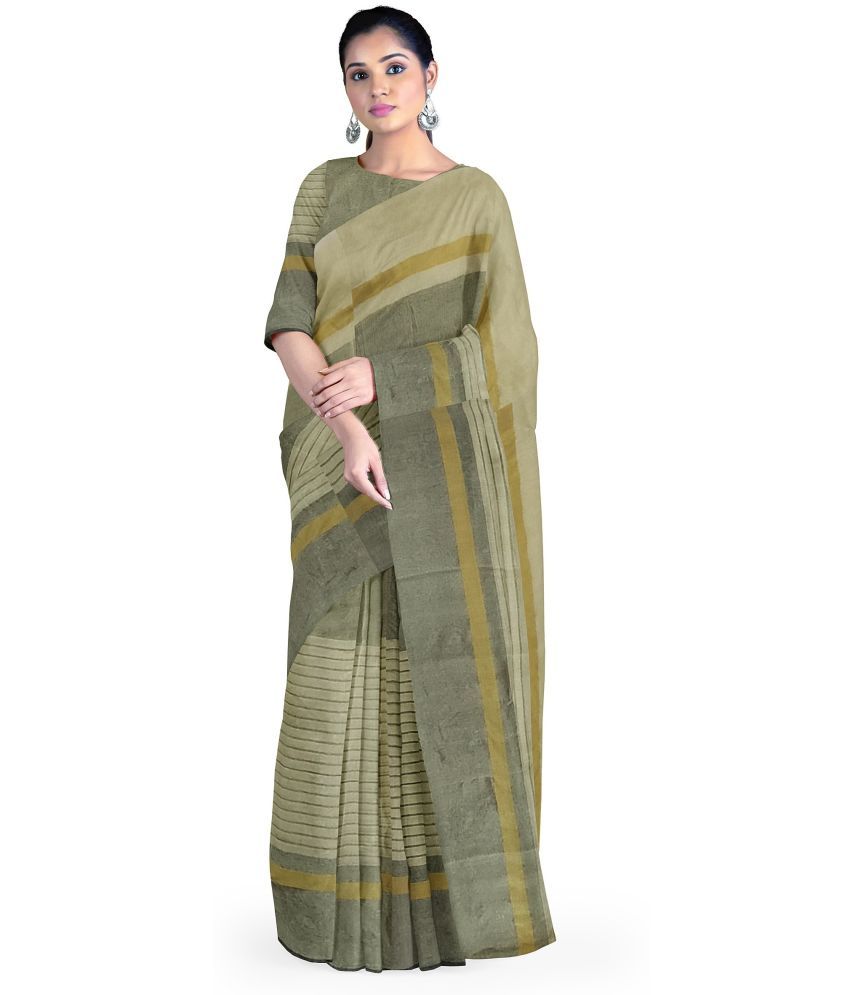     			Vkaran Net Cut Outs Saree With Blouse Piece - Brown ( Pack of 1 )