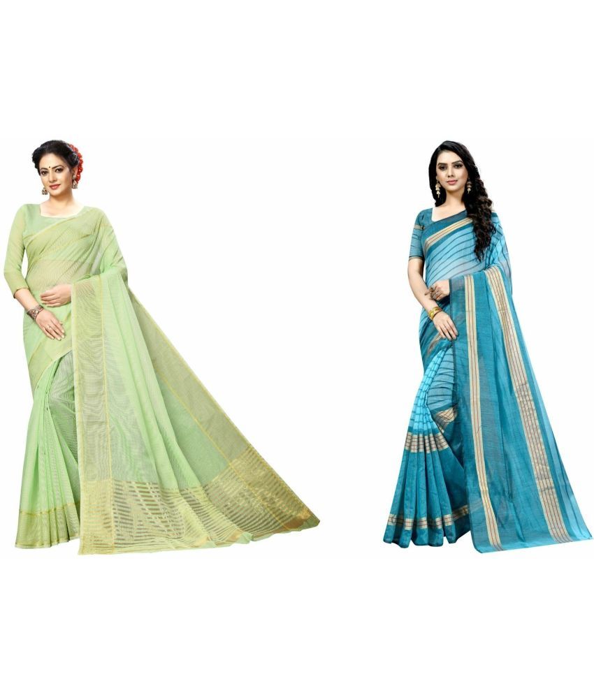     			Vkaran Net Cut Outs Saree With Blouse Piece - Green ( Pack of 1 )