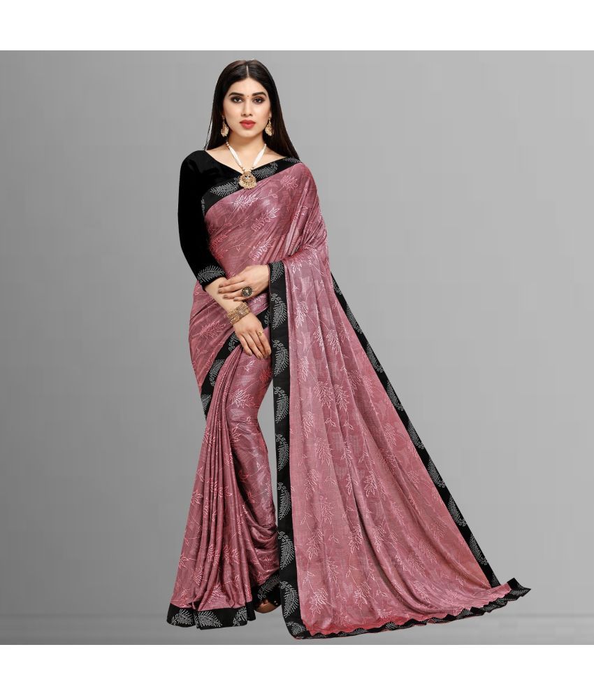     			Vkaran Net Cut Outs Saree With Blouse Piece - Pink ( Pack of 1 )