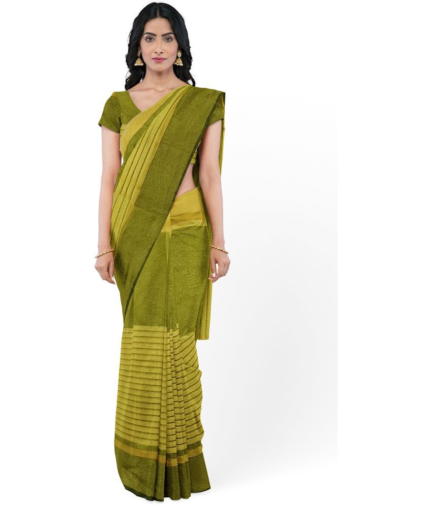     			Vkaran Net Cut Outs Saree With Blouse Piece - Green ( Pack of 1 )