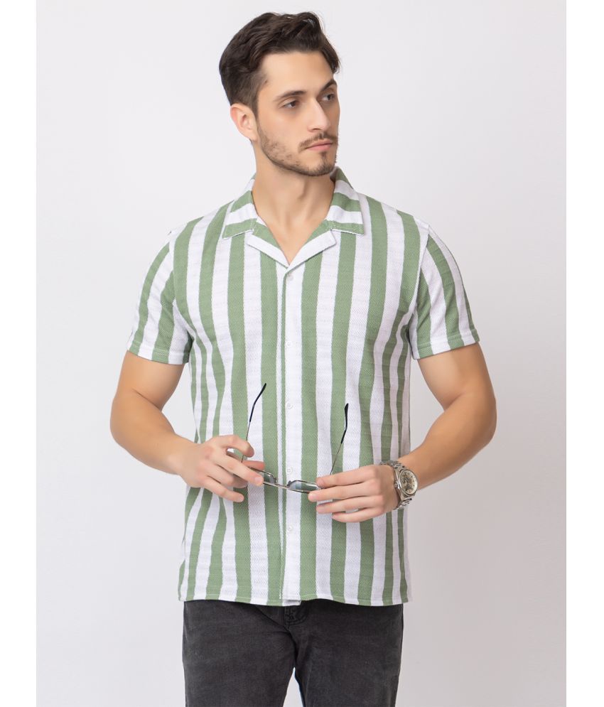     			ARIIX Cotton Blend Regular Fit Striped Half Sleeves Men's Casual Shirt - Green ( Pack of 1 )