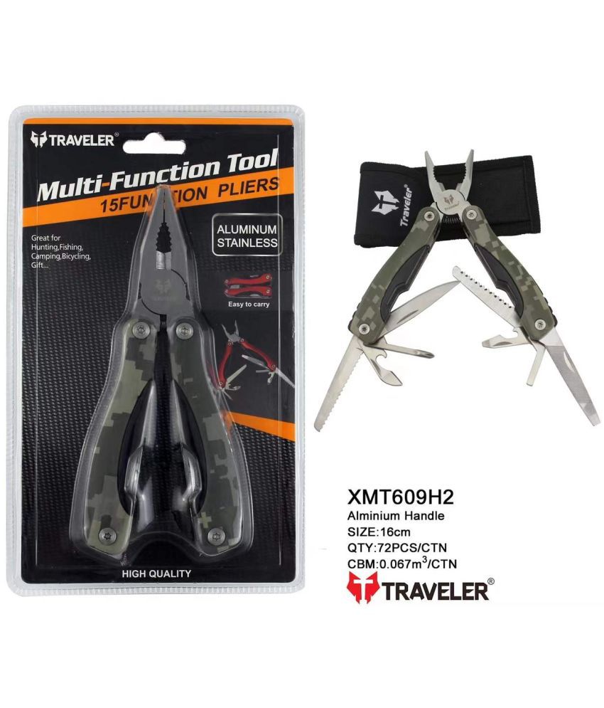     			BANISTROKES Multi tool Plier, 15 in 1 Multitool Nose Plier, Knife, Ruler, Cable Cutter, Needle Nose Pliers, Saw, File, Screwdrivers, And More! Carry Case Included
