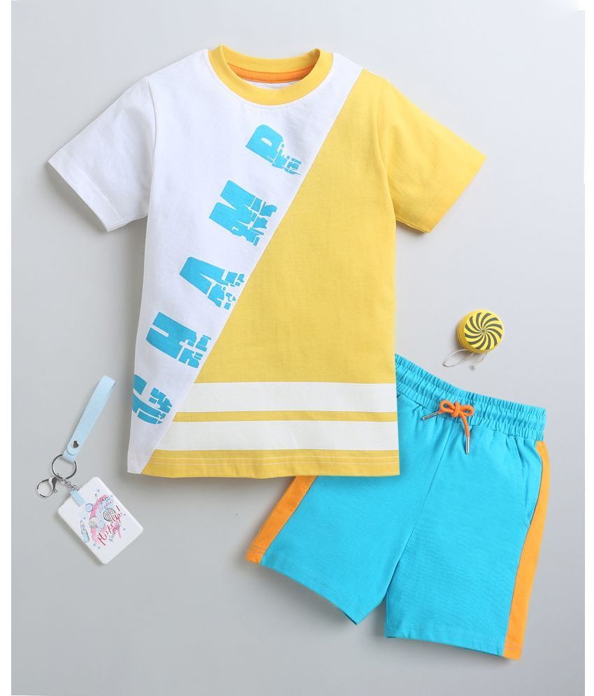     			BUMZEE Yellow Cotton Boys T-Shirt & Shorts ( Pack of 1 )