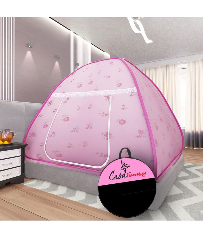     			CASA FURNISHING - Pink HDPE - High Density Poly Ethylene Tent Mosquito Net ( Pack of 1 )