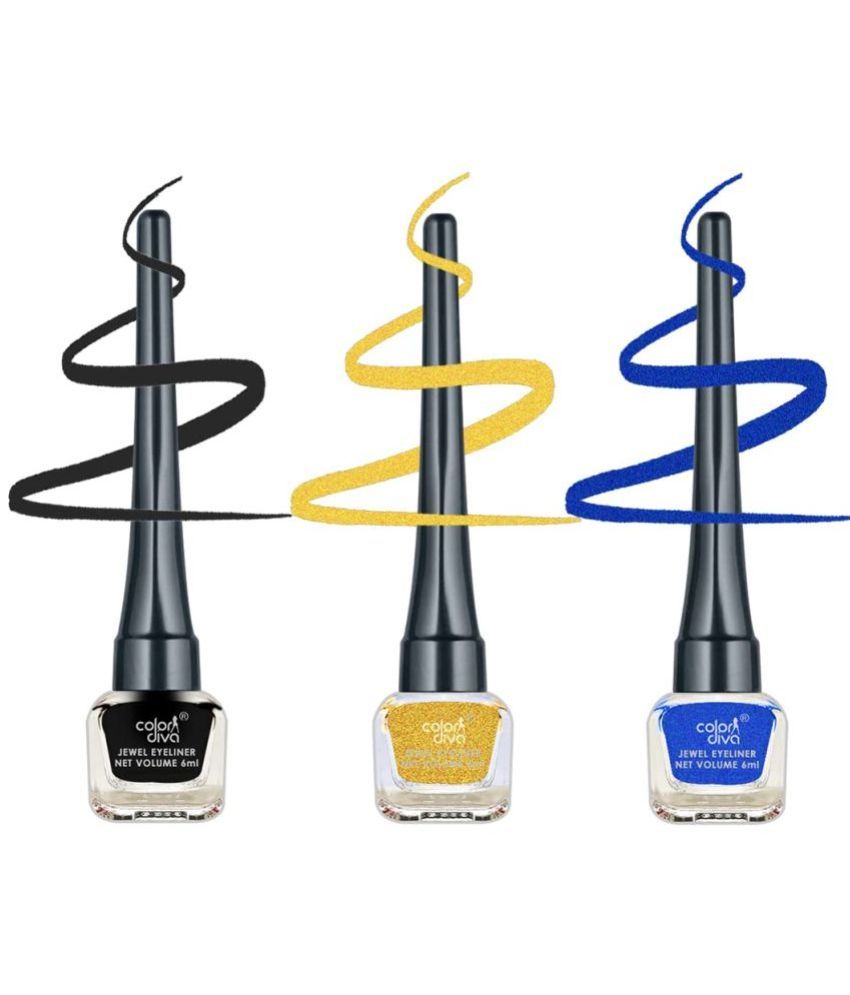     			COLOR DIVA Sensational Color Eyeliner Blue, Gold, Black, 5.5ml Quick Drying, Smudge Proof, Pack Of 3