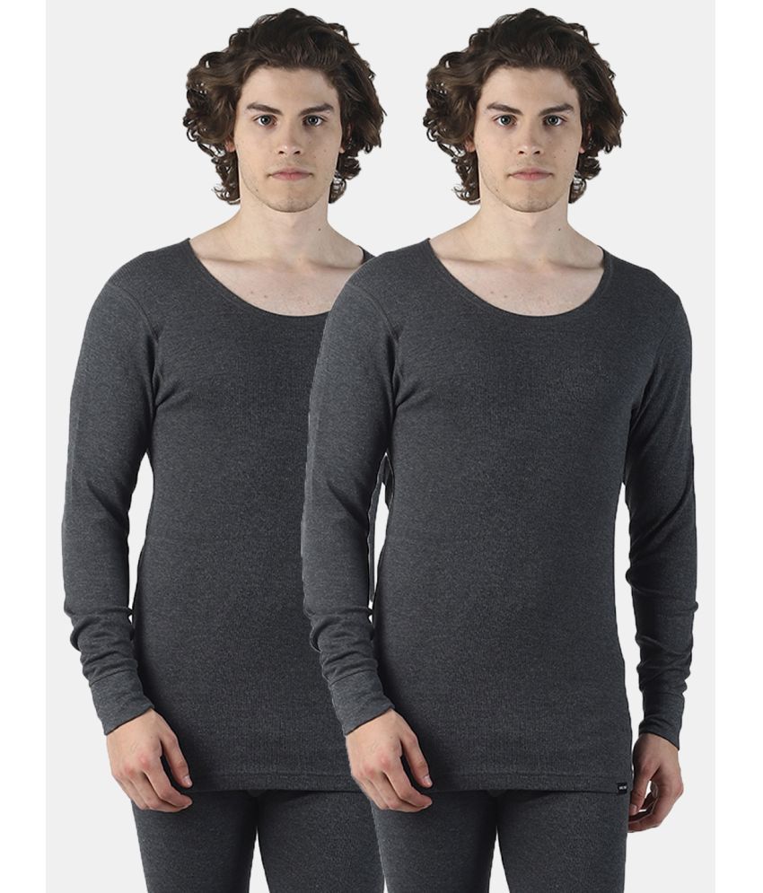     			Force NXT Charcoal Cotton Blend Men's Thermal Tops ( Pack of 2 )